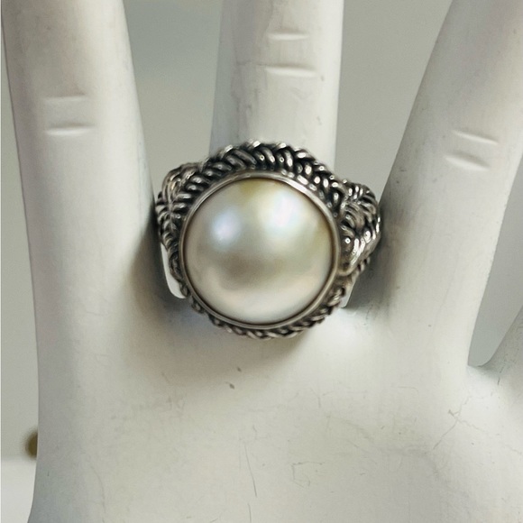 Sara Blaine Sterling Silver Pearl Ring Size 8 - Picture 2 of 10
